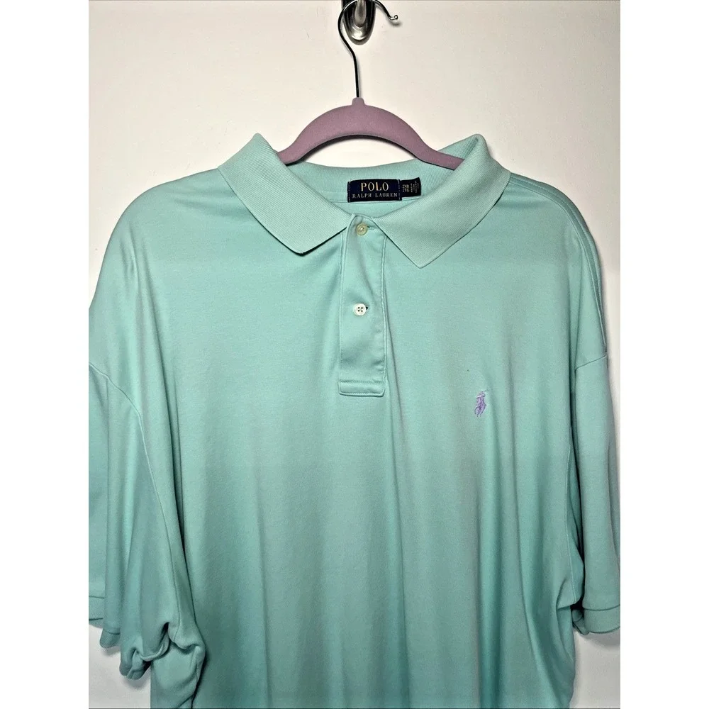 Polo Ralph Lauren 2XB Big Tall Polo Shirt Aqua Blue Purple Pony Golf